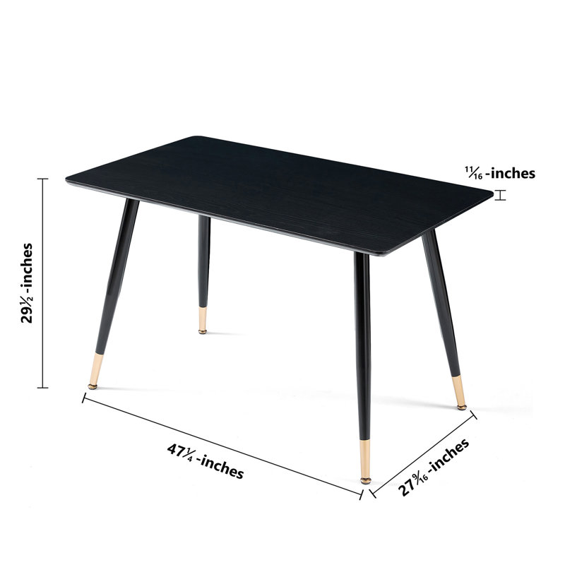 Black Modern Kitchen Dining MDF Table For Smart Home