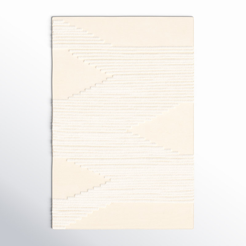 Arcus Marianne Hand-Woven Wool Cream Area Rug, Rectangle 6' x 9'