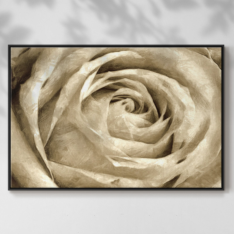 Neutral Wall Flower IV, reproduction d'art sur toile encadrée, H 27 po x l 41 po x P 2 po, Noir