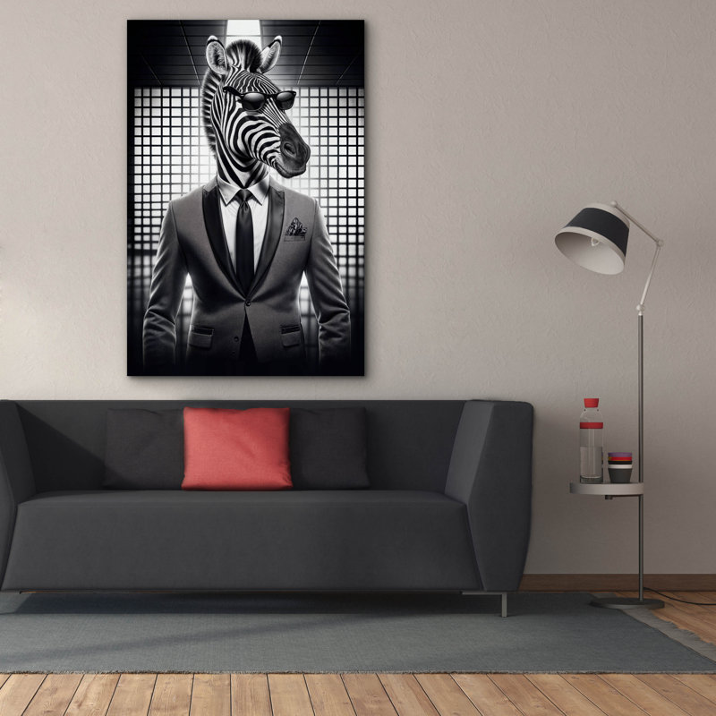  'Mr. Zebra' by Rey Klimt Canvas Wall Art, 60" H x 40" W x 1.5" D
