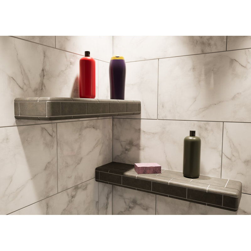 24in. × 6in. × 2in. The Original Shower Shelf with Orange  Waterproof Board, 2" H x 24" W x 6" D