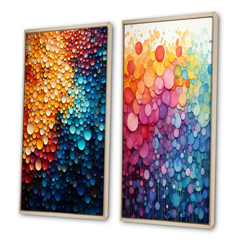 Rainbow Infinite Intricacies - Ensemble de 2 décorations murales abstraites, H 32 po x l 33 po, Encadrement brun