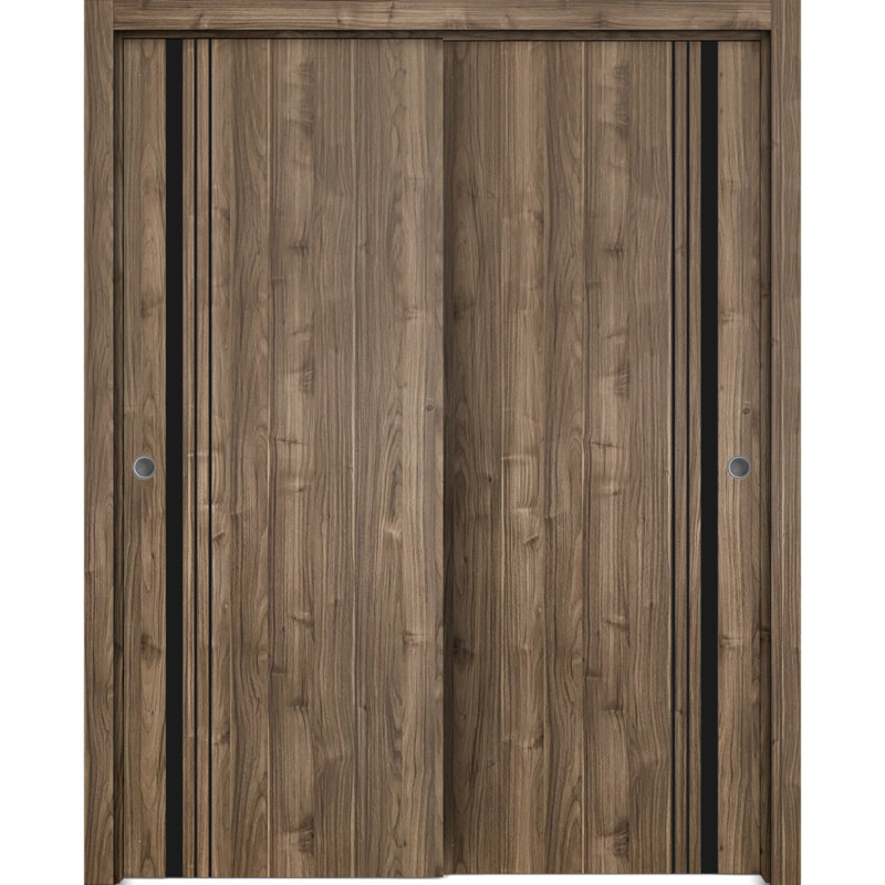 Portes de placard coulissantes en bois massif massif, Noyer, 60 po x 84 po