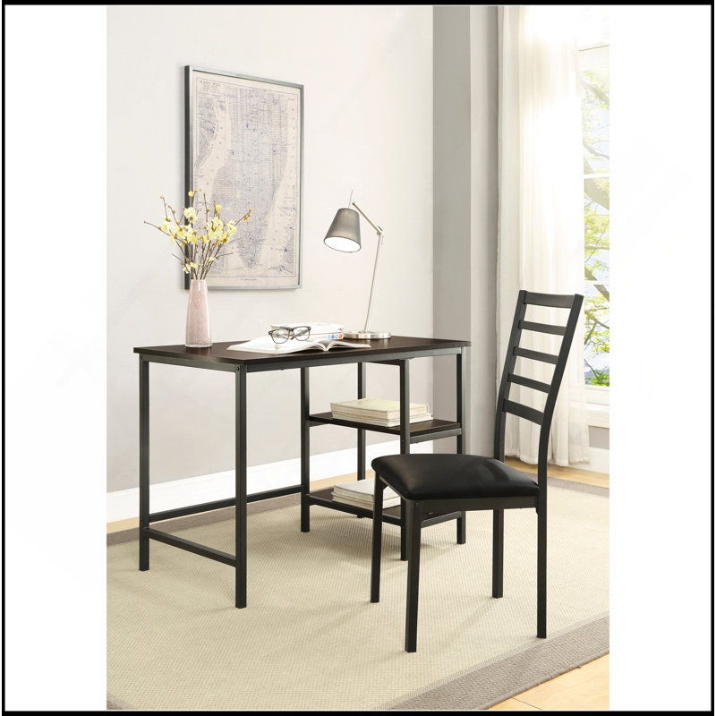 Ensemble de bureau d'écriture 2 pièces avec finition noire en simili cuir