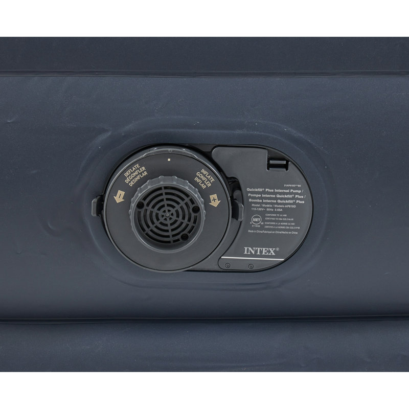 King Size Gray and Black Raised Air Mattress with Built-In Pump