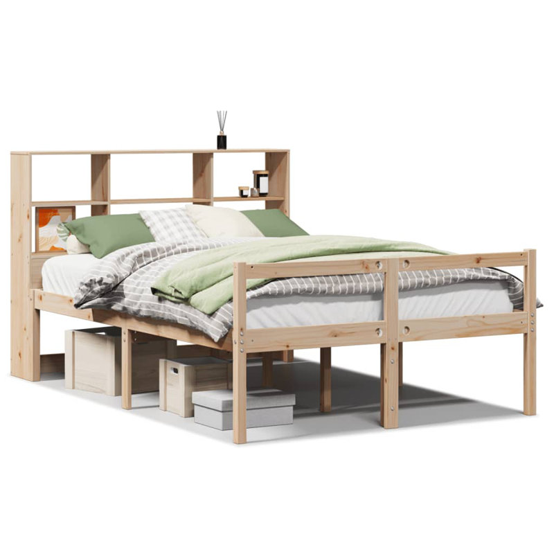 Solid Wood Bed, Natural, European Kingsize (160 x 200 cm)