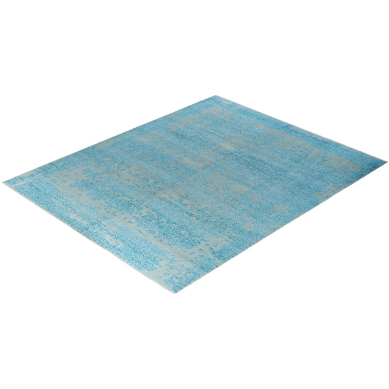 Tapis unique noué à la main gris de 8 pi 1 po x 9 pi 10 po Lynward