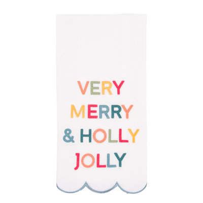 Very Merry Christmas Phrases Embroidered Towel