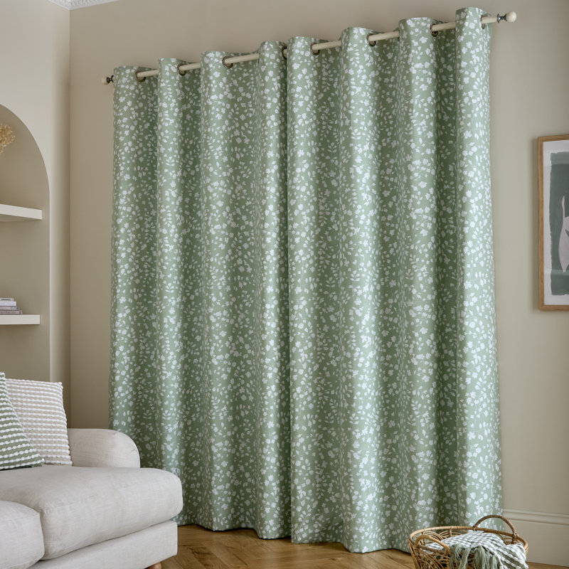 Arla Floral Lined Eyelet Curtains, 66 x 90 Inch