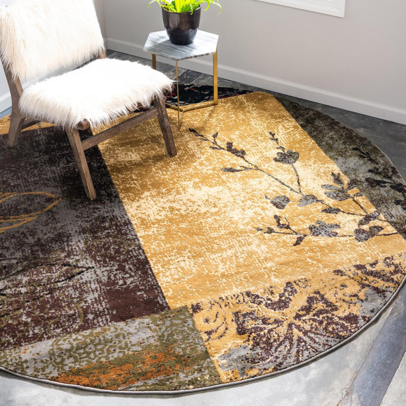 Jaidan Performance Abstract Indoor Rug, Round 6'1"