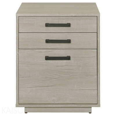 3-Drawer Whitewashed Grey Home Office File Cabinet For Document Storage