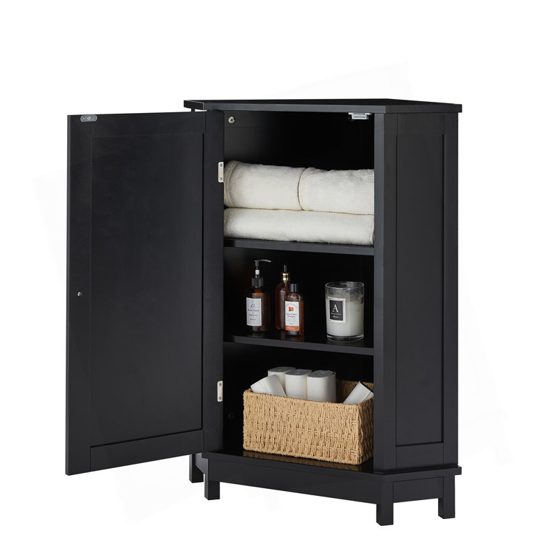 Armoire de salle de bain d'angle avec tablette réglable, Noir