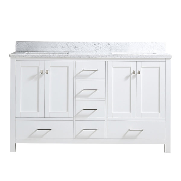 antfurniture Bathroom Vanity Set 60 Inches Double Sink, Carrara White ...