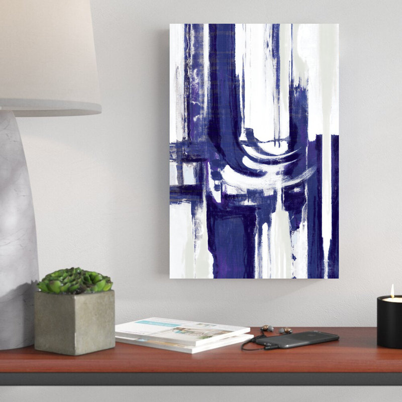 Linear Abstract Blues - reproduction d'art sur toile tendue, H 18 po x l 12 po
