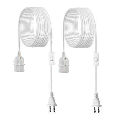 Ensemble de cordon de luminaire suspendu à brancher, rallonges de lanterne de 16 pi, 2 cordons de rechange pour cordon de lampe E26, sécuritaire et robuste, facile à installer, interrupteur marche / arrêt et anneaux de douille