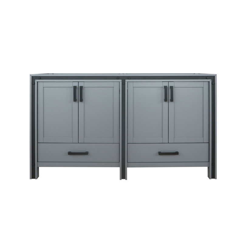 Ziva 60" Dark Grey Double Freestanding Vanity Cabinet