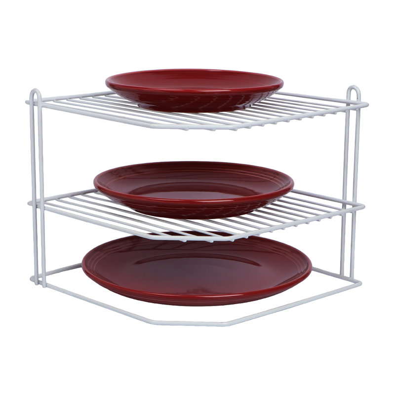 Buckingham 3 Tier Corner Plate Rack Kitchen Cupboard Storage Organiser 28 Cm, White