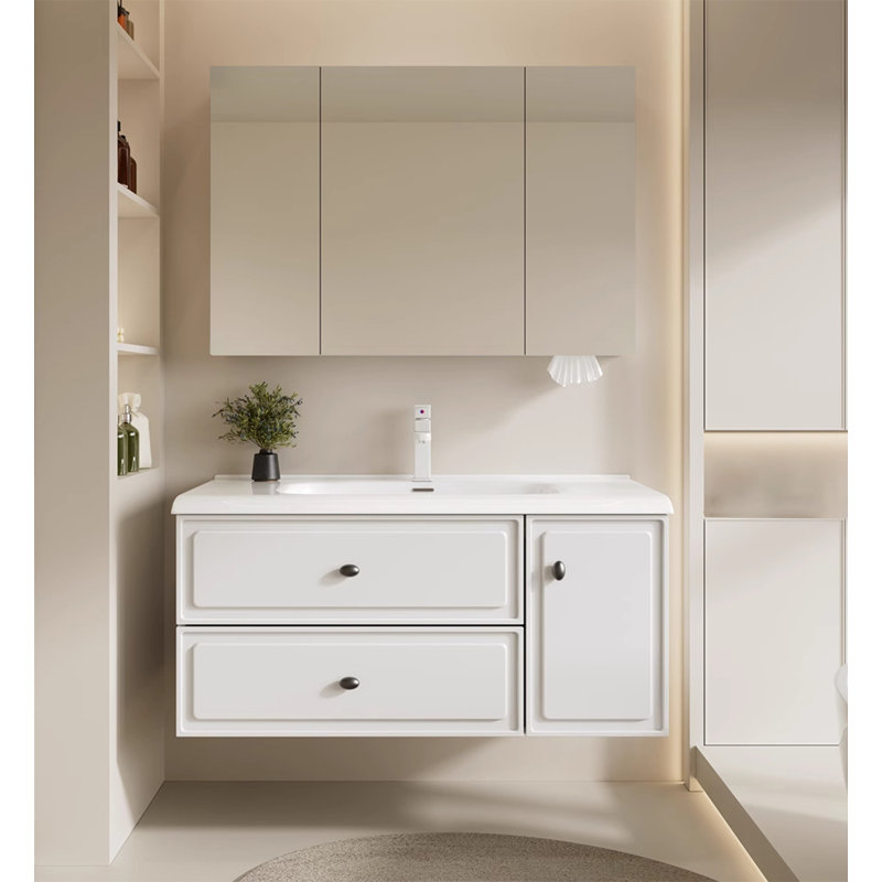Meuble-lavabo de style français en nid d'abeille en aluminium avec lavabo en céramique intégré