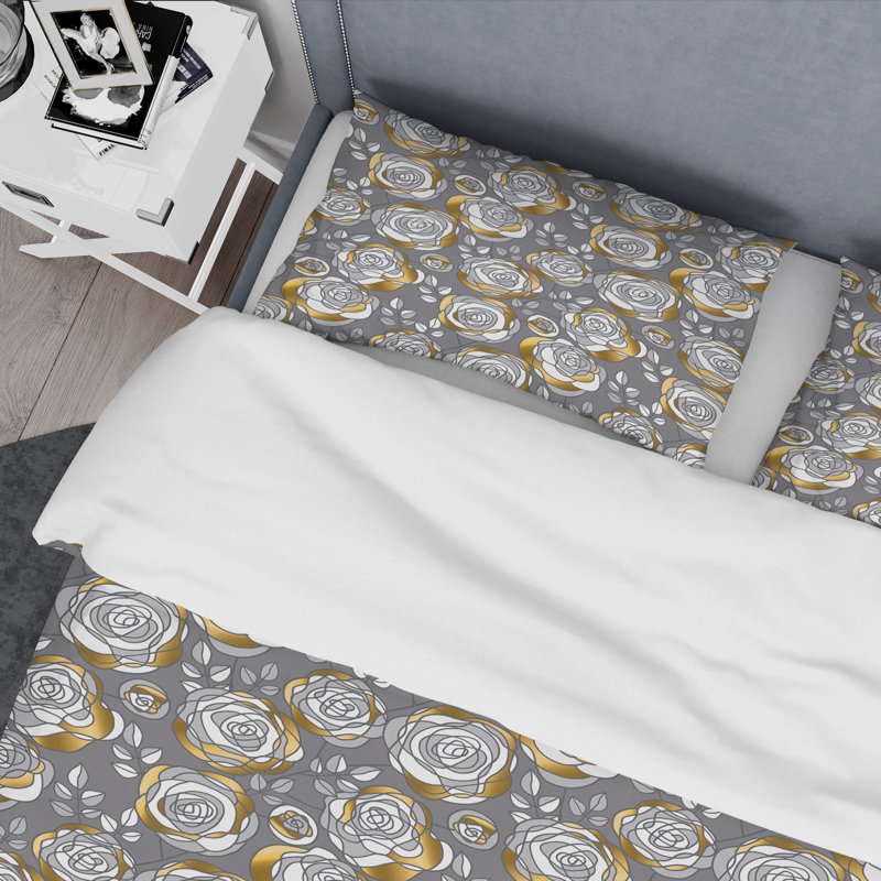 Ensemble de housse de couette mid-century rose, Housse de couette très grand + 2 taies décoratives