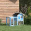 Cage à lapin en bois 48 po avec toit en asphalte imperméable, piste extérieure amusante, plateau et rampe amovibles, bleu clair-119726036