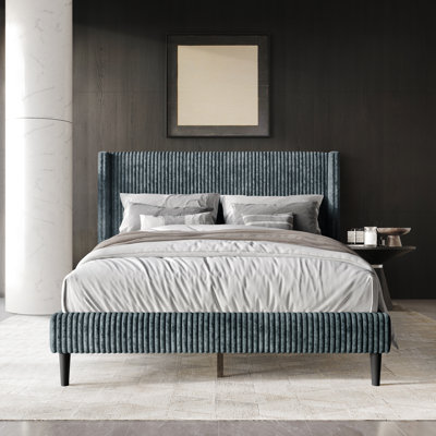 Contemporary Wingback Platform Bed
