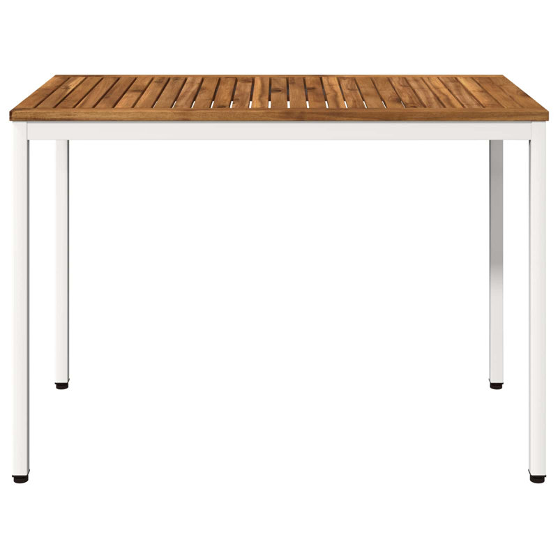 Acacia Metal Base Dining Table, Brown, White