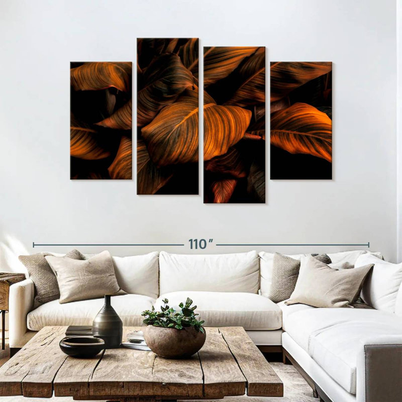 Harnek Bronze Toned Leaves, 54" H x 84" W