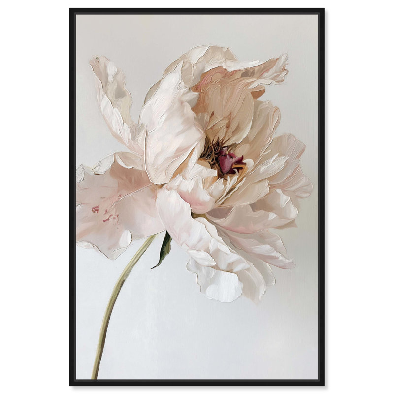 Art floral sur toile à profil floral, Cadre noir, H 16 po x l 11 po