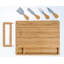 Ensemble de planche à fromage et de couteaux en bambou - planche de charcuterie 14 x 11 pouces avec 4 couteaux à fromage - plateau de service en bois