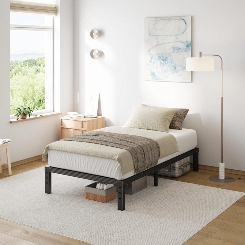 Bed Frame, MetalBed Frame Bed Frame No Box Spring Needed, Heavy Duty PlatformBed Frame With Storage Space, SturdyBed Frame Size Non-Slip Noiseless