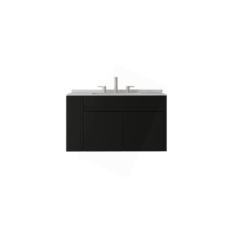 Meuble-lavabo flottant 30 po avec lavabo, porte à fermeture en douceur, comptoir en granite de 0,6 po et dosseret en contreplaqué, contreplaqué