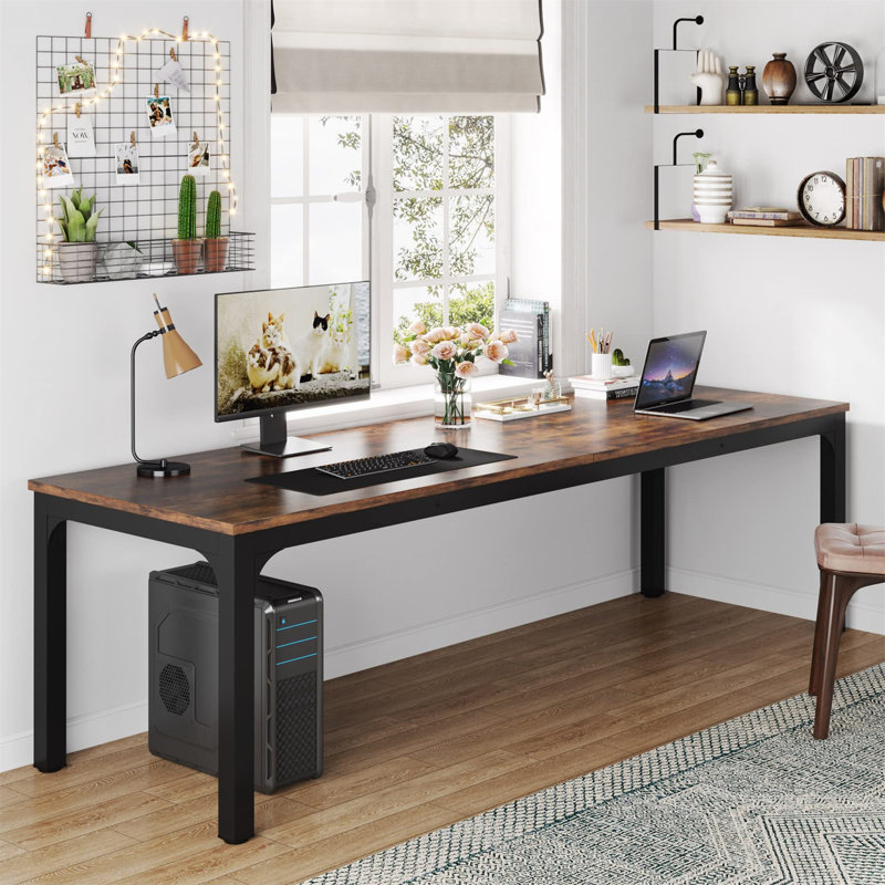 Bureau d'ordinateur l 78,74 po Perello, Brun rustique / noir