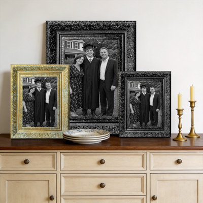Black 3 PCS Clean Line Picture Frame for 8" x 10" Photos and Memory Display