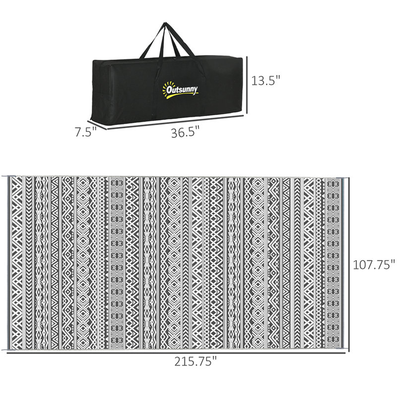 Reversible Waterproof Outdoor Rug - Portable RV Camping Mat With Carry Bag