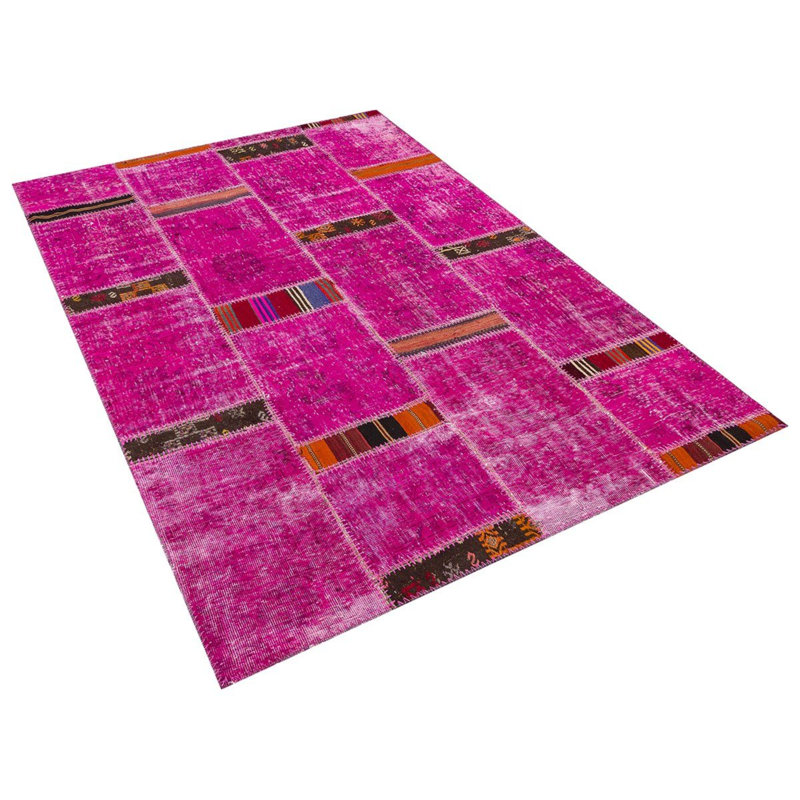 Tapis moderne fabriqué à la main fuchsia moderne
