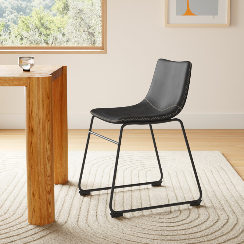 Nia Vegan Leather Side Chair, Black, Black Vegan Leather