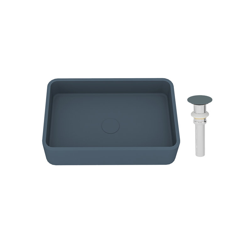 CASAINC Maple 12.79'' Concrete Rectangular Bathroom Sink, Steel Gray