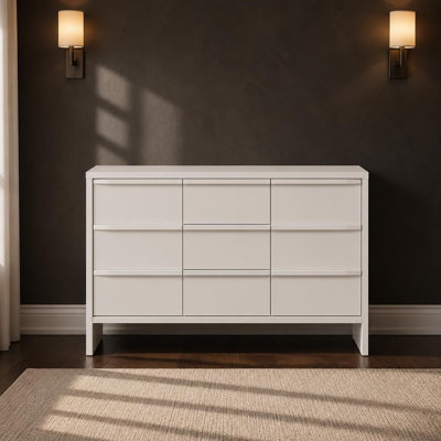 Mid Century Modern Sideboard Buffet Cabinet with Spacious Storage, 2 Doors, 3 Drawers and Solid Wood Handles, Adjustable Shelf Accent Console Table