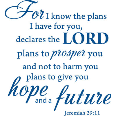 Adhésif décoratif verset biblique «For I Know the plans Jeremiah 29:11»