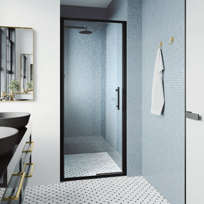 Porte de douche coulissante avec cadre en verre transparent H 5/16 po Astoria