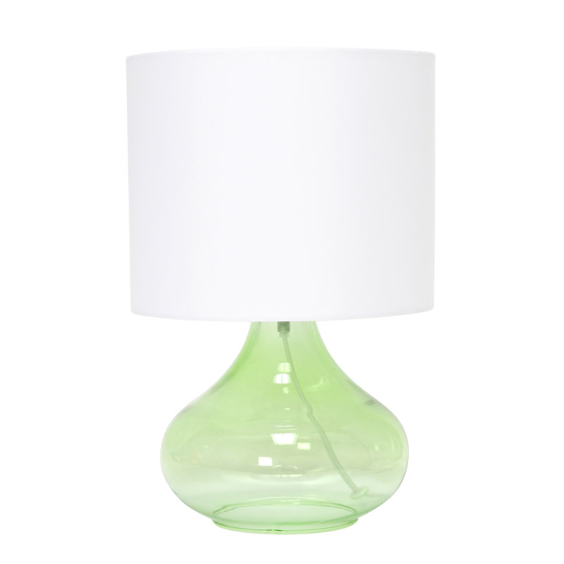 Lampe de table avec abat-jour en verre et abat-jour en verre, Vert, Blanc