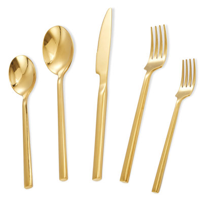 Ensemble de couverts en acier inoxydable doré pour 4 - Miroir poli, va au lave-vaisselle, vaisselle élégante pour la maison et les événements