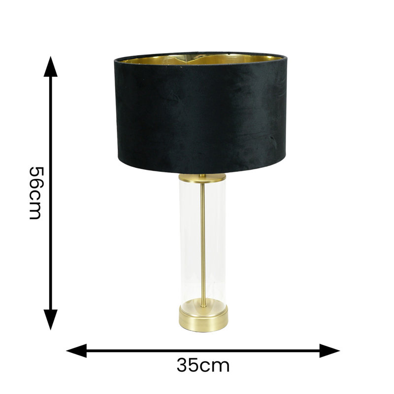 Ahedo Glass Table Lamp, Yes, Clear/Gold Base/Black/Metallic Gold Shade