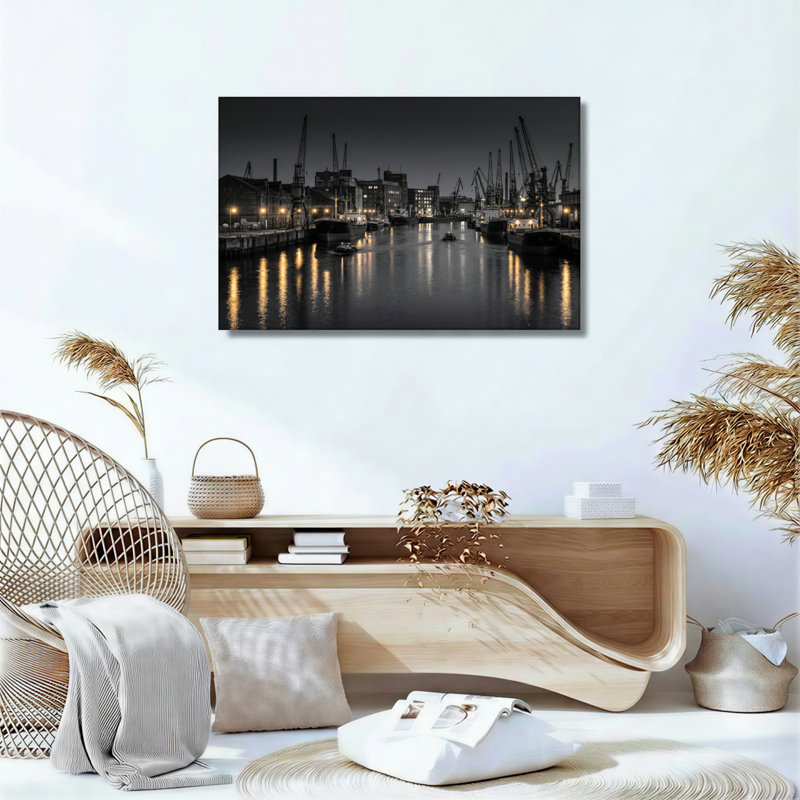 Ensemble de 1 tableau sur toile Night Harbor, H 16 po x l 24 po, Wrapped Canvas