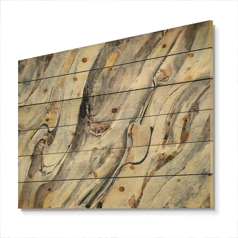 Glam Golden Falls - impression moderne sur bois de pin naturel, H 24 po x l 32 po x P 1 po