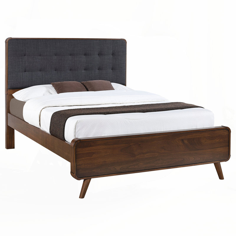 Grand lit plateforme en noyer foncé, Grand