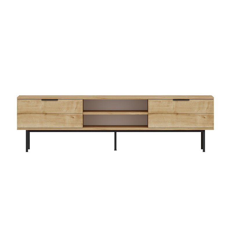 Meuble télé moderne en chêne saphir 70,9 po x 19,7 po x 11,6 po | 100% panneau de particules enduit de mélamine, épaisseur: 0,7 pouce | Design industriel élégant, pieds robustes (7,9 pouces) | Parfait pour le salon et les espaces de divertissement