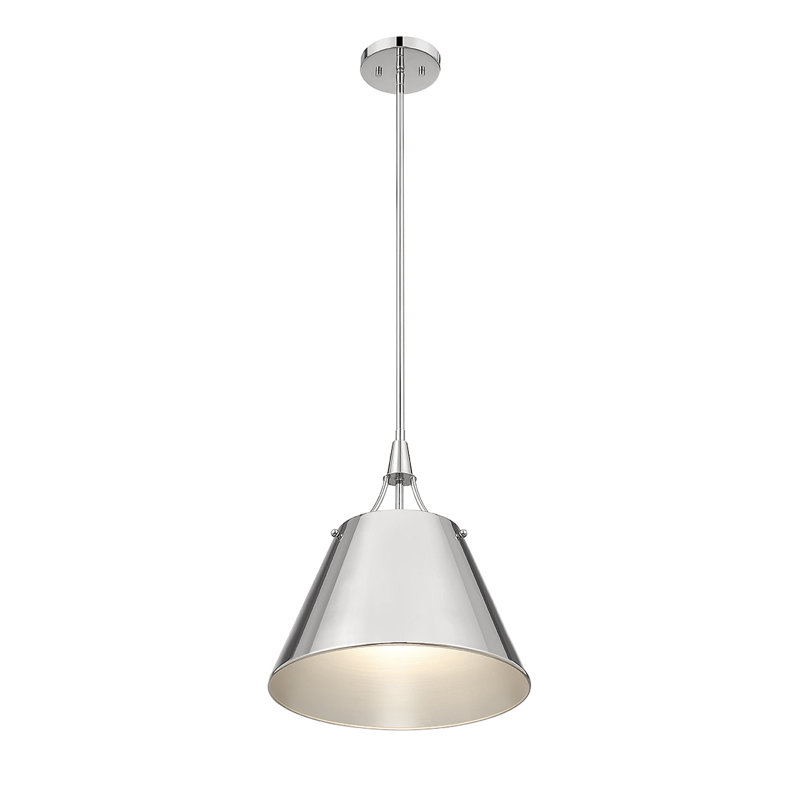Luminaire suspendu en forme de dôme à 1 lumière Manila, Chrome / nickel poli