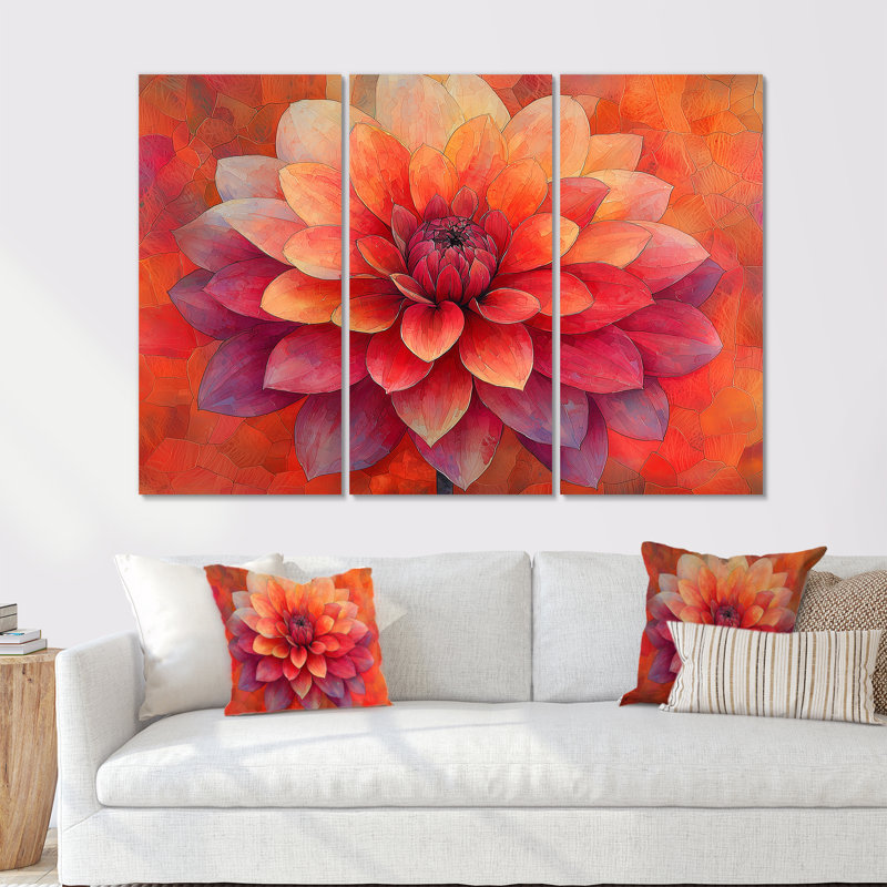 Coucher de soleil aux couleurs vives Dahlia Vision I - art mural Dahlia - ensemble de 3, Toile tendue, H 28 po x l 36 po
