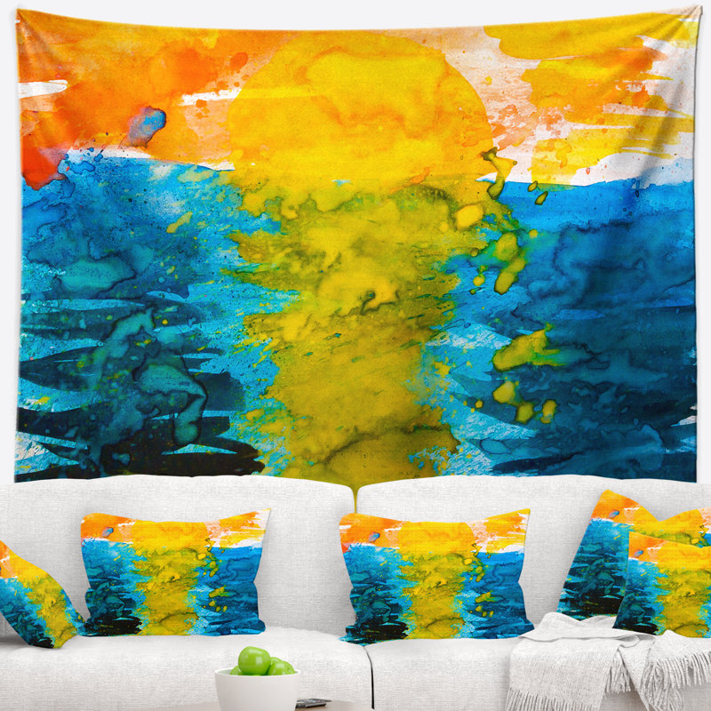 Abstract Polyester Tapestry, 32" H x 39" W
